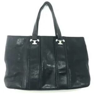 {Tory Burch} Lux T East West Nico Tote Pebbled Black